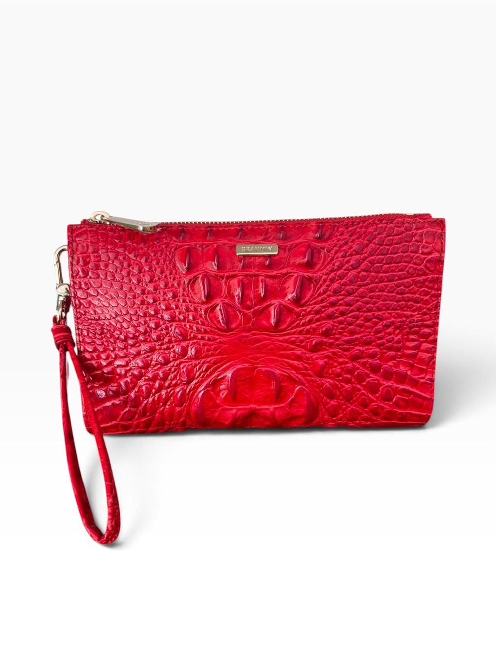 Brahmin Daisy Wristlet Sriracha Melbourne Red Croc Leather NWT